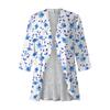 Women'S Casual Daily Cropped Sleeve Top Sleeve V Neck Fashion Printed Shirt Top Soft Drape Ruffle Cardigan