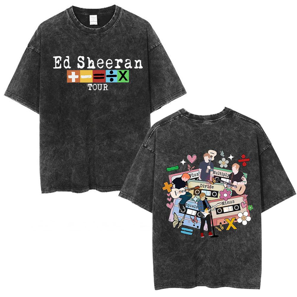 Ed Sheeran Mathematics Tour Concert Vintage Washed T Shirts Men Women Fashion Harajuku Tshirts 100 Cotton Casual Loose Tshirt