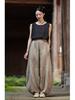 Damen-Retro-Leinenhose mit Batikmuster und weitem Bein im Laternen-Stil
