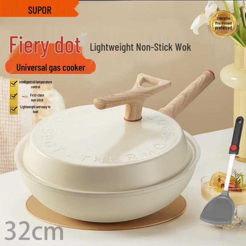 Supor Flame Red Dot Non-Stick Wok 32cm