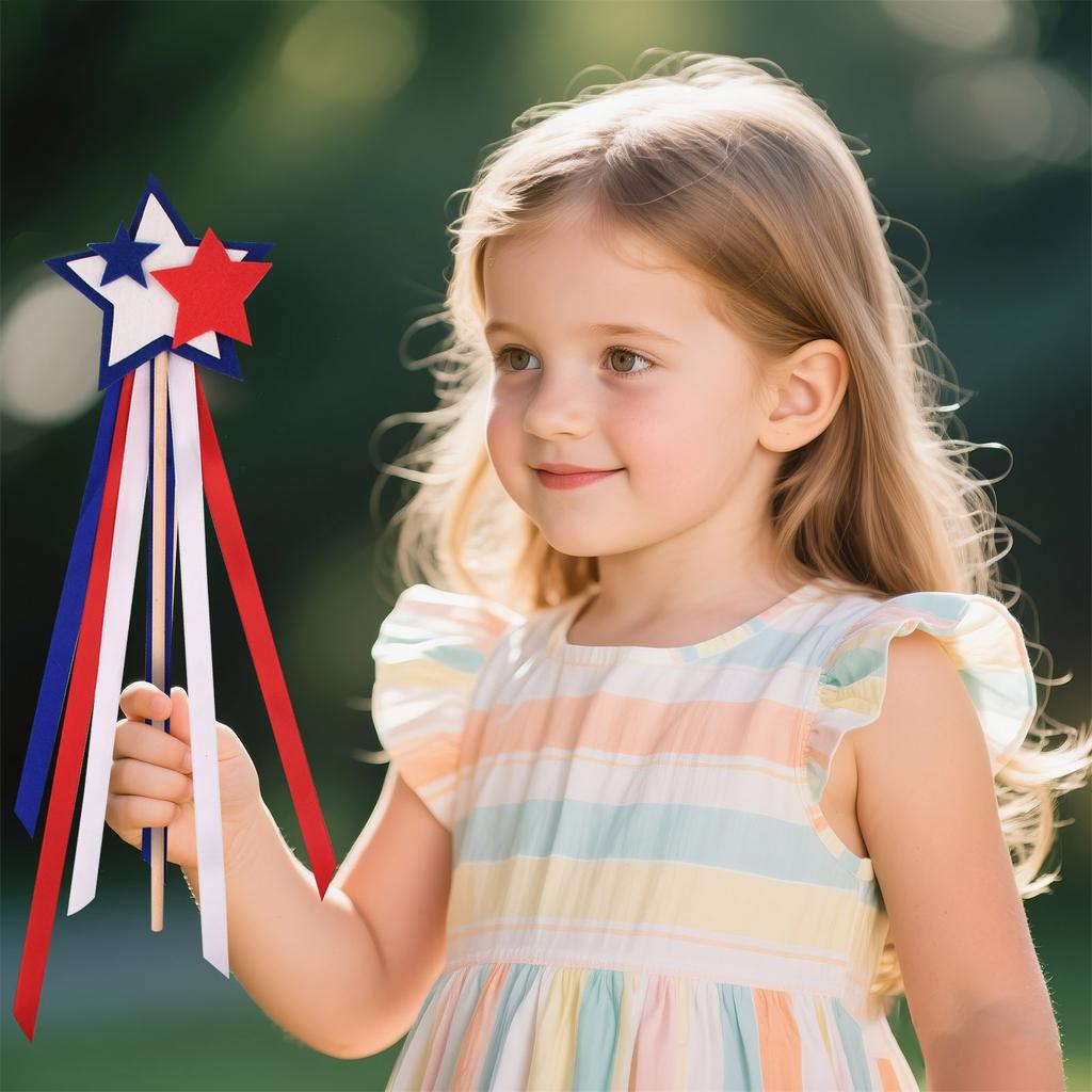 Independence Day Hand Stick: Patriotic Streaming Wand Tale Anniversary Day Photo Props Home Decor Patriotic Party Supplies