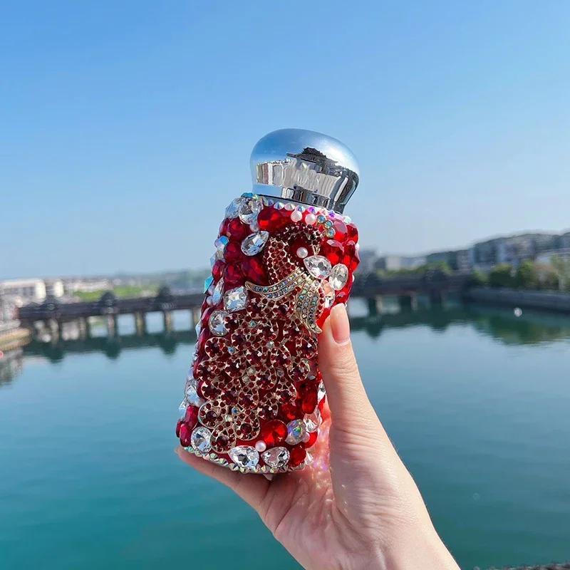 Diamond Thermos Bottle Rhinestone Insulated Pocket Cup Mug Double Wall Vacuum Stainless Steel Water Bottle