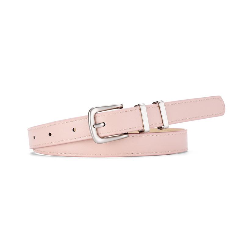 Trendy Women's Y2k Denim Style Pu Leather Belt With Chic Simple Silver Buckle