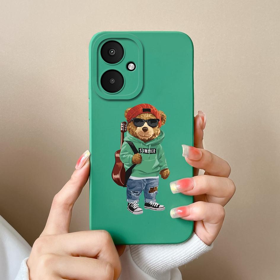 Flytende silikon for Xiaomi Poco X6 F5 Pro F6 M6 Pro 5G X 6 M 6 F 5 Deksel Panda tegneseriemønster Høykvalitets støtsikker telefonvesker Bumperhus