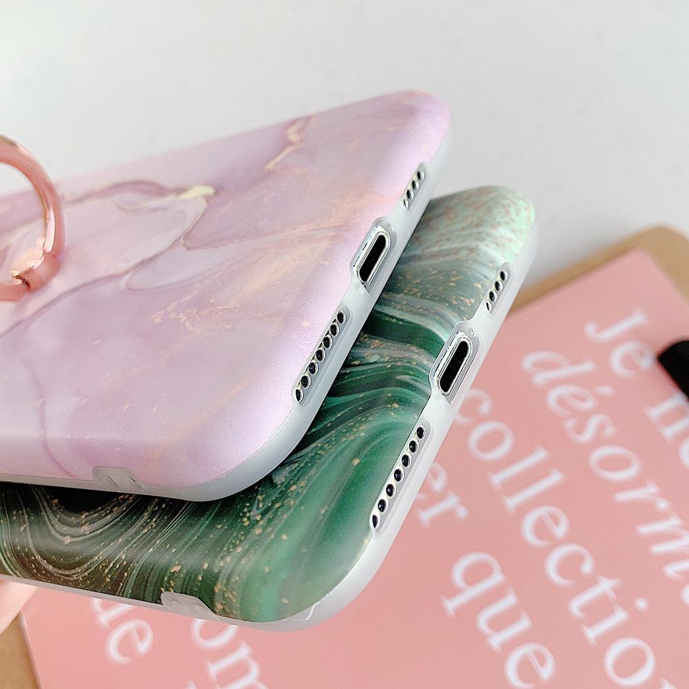 Apple 17ProMax Eye Protection Pink Green Marble for ipone15 /16/XR/8/7P Ring Buckle Holder