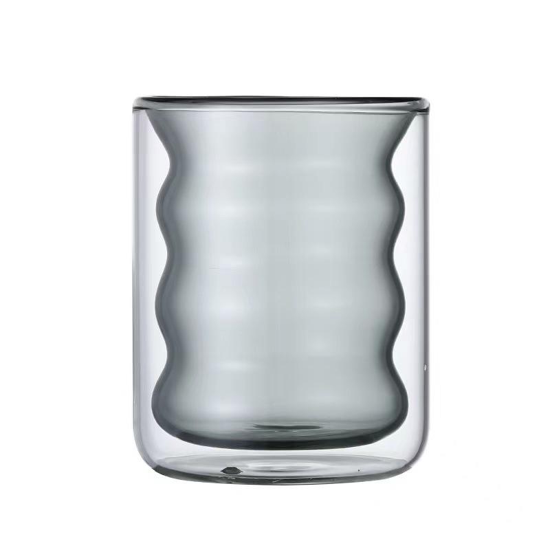 Colored Double-Walled Spiral Glass Cup: Ideal for Milk, Coffee, Mousse, Juice At Home or Office.