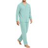 Men's Comfortable Button-Down Pajama Set Long Sleeve Loungewear for Sleep and Home