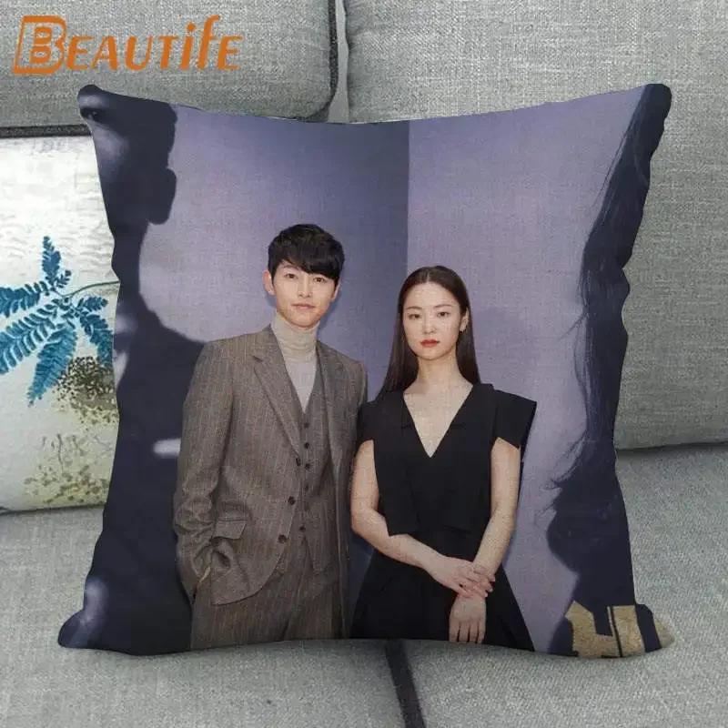 45X45cm Vincenzo Song Joong Ki KPOP Pillow Cover Square Zipper Cotton Linen Fabric Pillow Cases Bedroom Home Decorative Gift