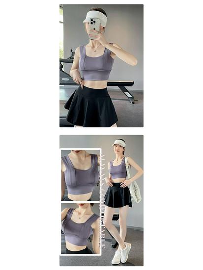 Women's Summer Sports One-Piece: Anti-Sag Yoga Vest & Fitness Bra with Elegant Gathered Back