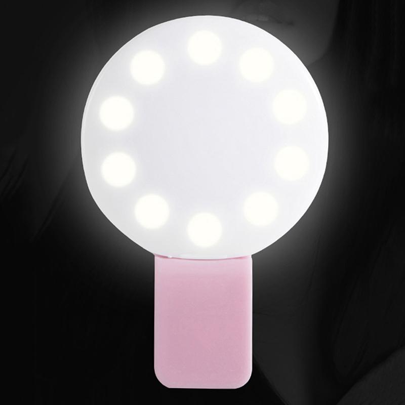 Luz de Anillo Lámpara Flash de Relleno para Teléfono Móvil Clip Portátil Atenuación de Tres Niveles Mini Duradera Práctica 10 LED Anillo para Selfies Belleza