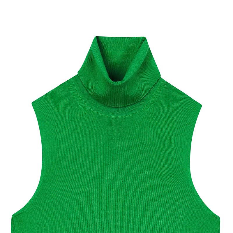 LESS 2024 Autumn Merino Wool Blend Slim-Fit High-Neck Sweater Vest