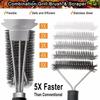 1pcs Wire Bristles BBQ Brush and Scraper Triple Scrubber Safe Efficient Grill Clean Brush for Outdoor Barbecue Essential Tools