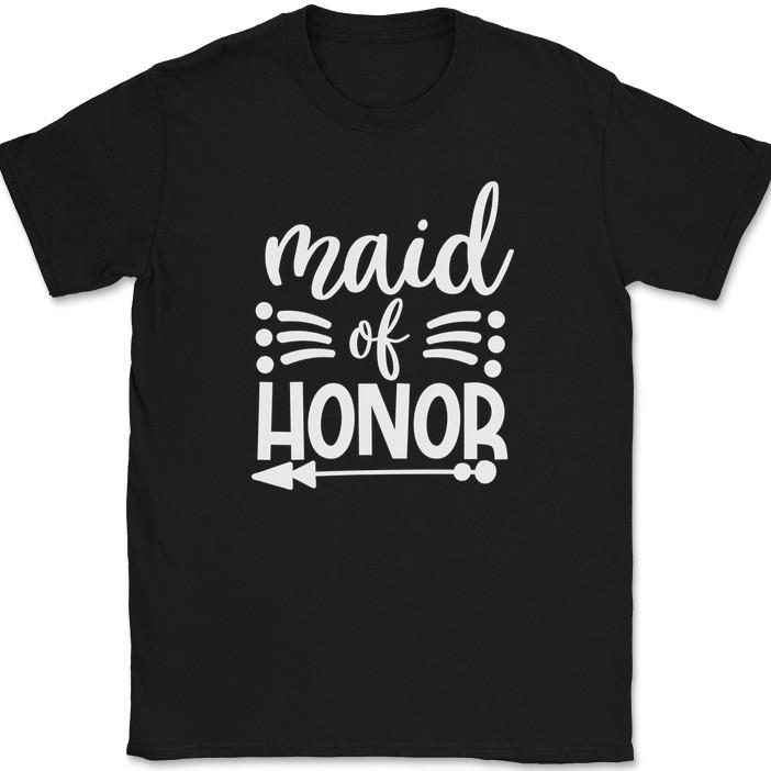 

Maid of Honor T-Shirt Wedding Party Bride Groom Event Group Gift Text Tee M