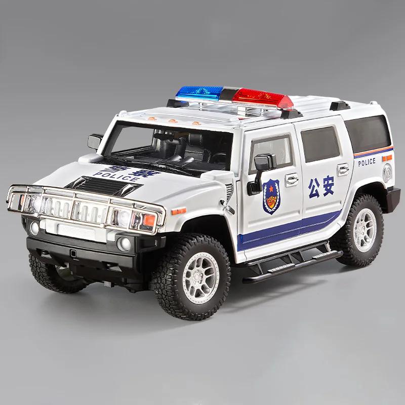 

1:18 УАЗ Хантер H2 Поліцейська машина Модель Іграшка Звук Світло Відтягується Амортизація Позашляховик Мініатюрні Подарунки для Дітей