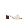 Su Yinyin's Same Pearl Bow Thick High-heeled One-word Slippers Women's Summer Round Head Embroidery Thread Versatile Open-toed Cool Slippers