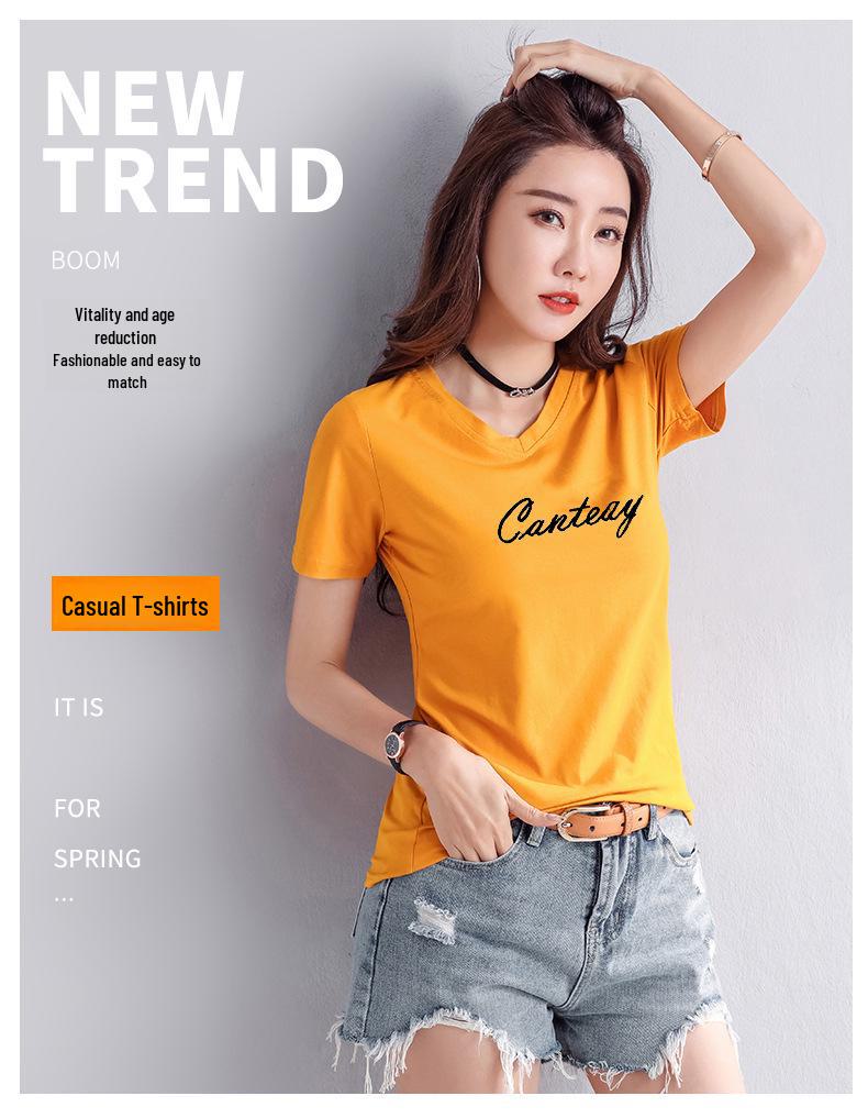 Women's Plus Size V-Neck Loose Cotton Short-Sleeve T-Shirt - Summer 2025 Collection