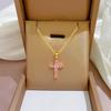 CAOSHI Trendy Cross Pendant Necklace Female Brilliant Zirconia Jewelry for Party Fashion Gold Color Accessories for Anniversary