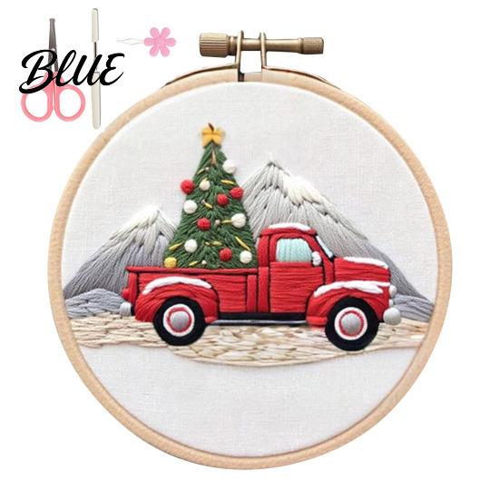 Handmade Christmas Embroidery Set with Santa Claus Landscape Starter Kit Winter Adult Craft Pattern Threads