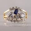 Exquisite Two Color Inlaid Blue White CZ Heart Women's Ring Geometry Daily Wear Party Jewelry