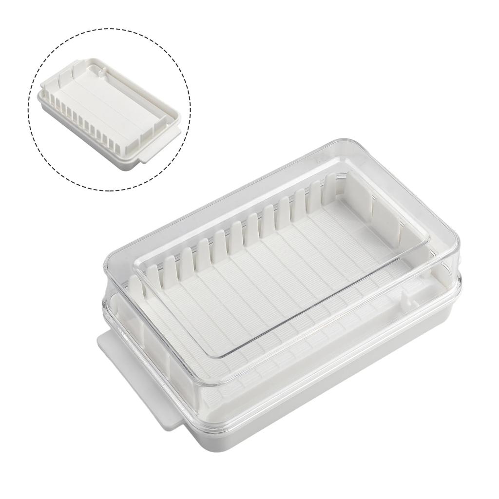 Butterbox Käselagerbox PP Weiß 16,5*9,5*5cm Butter Schnittkäse Kühlschrank Mit innerer Rippe Designed