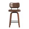 Bar Stool Curve – Swivel PU Upholstered Stool with Curved Wood Sickle Backrest & Metal Frame, 360 Degrees Swivel, Set of 2