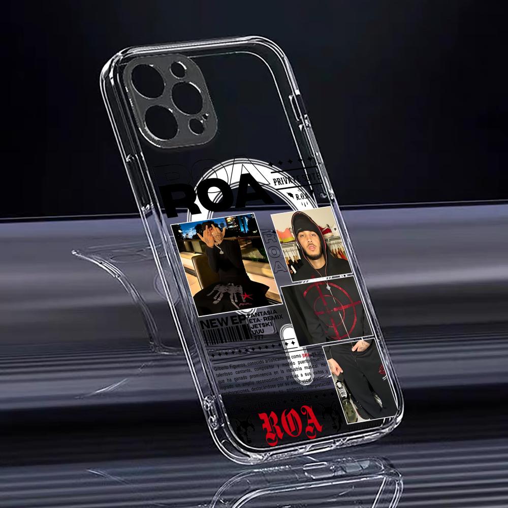 Rapper R-Roa Phone Case For iPhone 17 16 15 14 13 12 Pro Max Plus With Magnetic Crystal Clear Case Wireless Charge