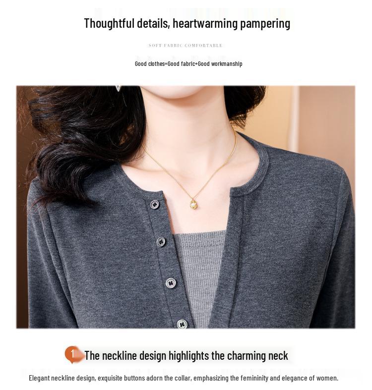 Elegant Korean Style Two-Piece Long-Sleeve Top for Women - Loose, Versatile, and Stylish Base Layer Shirt