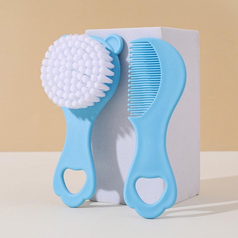 Infant Comb Kit with Hairbrush for Delicate Skin Feature Lovely Bear Pattern New Parents Essential Hair Care Tools