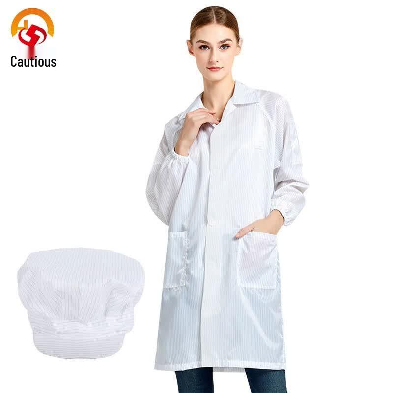 Anti-Static Striped Lab Coat with Cap 2XL
