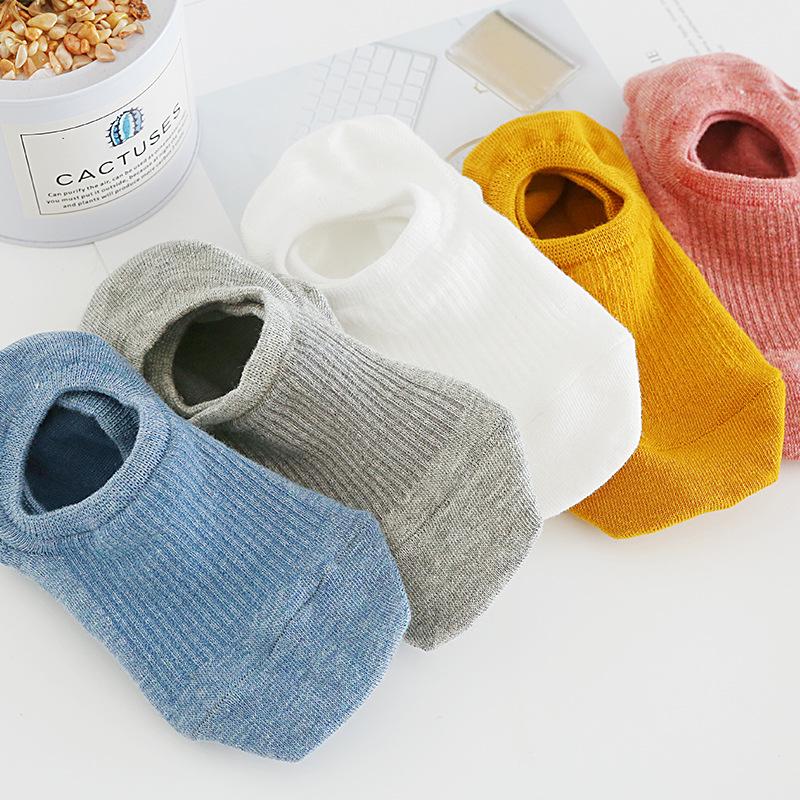 Spring/Summer Japanese Anti-Slip Cotton Invisible Women's Socks - Solid Candy Colors, Low-Cut, Casual.