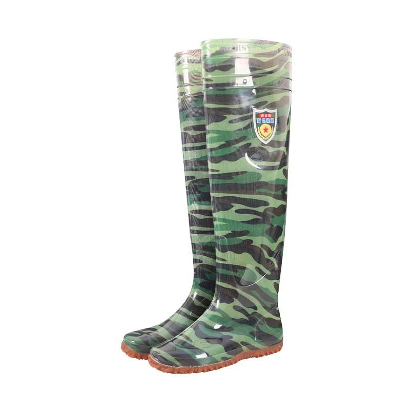 Men's Camouflage Rescue Over the Knee Super Long Tube Labor Protection Rain Boots Non-slip and Wear-resistant Seedling Transplanting Shoes Fishing