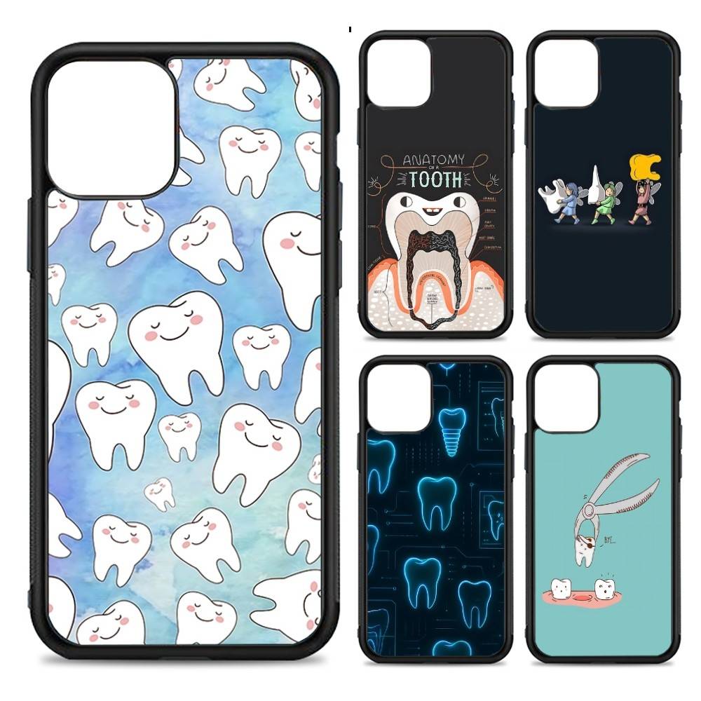 Dentist Tooth Pattern Phone Case Wireless Charging PC+TPU For IPhone 11 12 13 14 15 16 17 Pro Max Plus Case