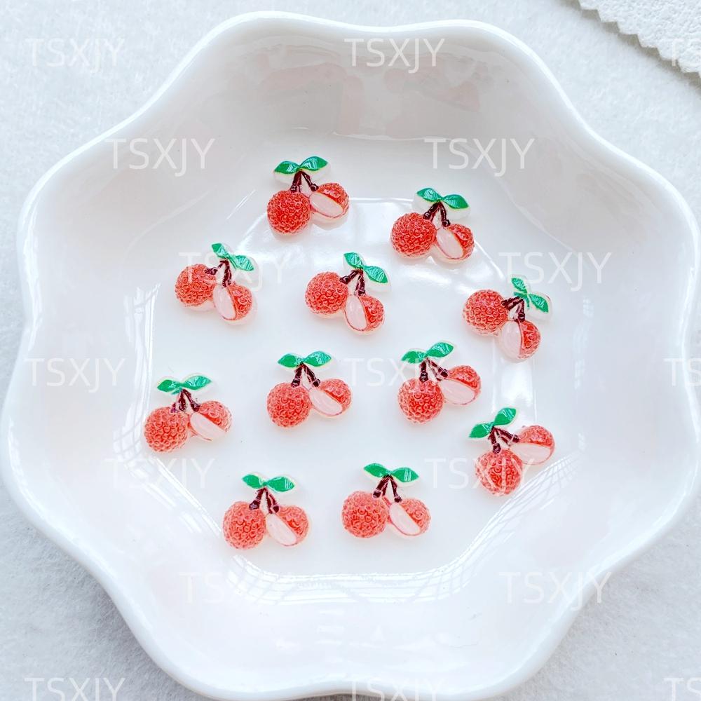 50 Stück Neue Nagelkunst Mini Weihnachtsfrüchte wie Kirschen Erdbeeren Charms Strasssteine DIY Bastelartikel für Nägel 3D Dekorationen