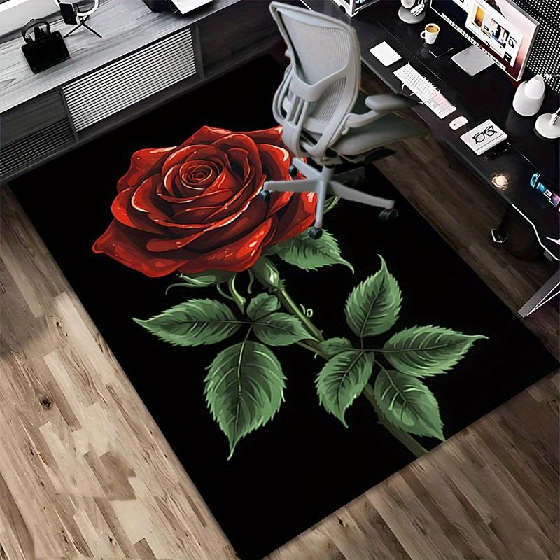 1pc Rose Bloom Themed Rug for Home Decor, Non-slip Office Carpet, Chair mat, Outdoor Mat, Christmas and Halloween gifts-0731136