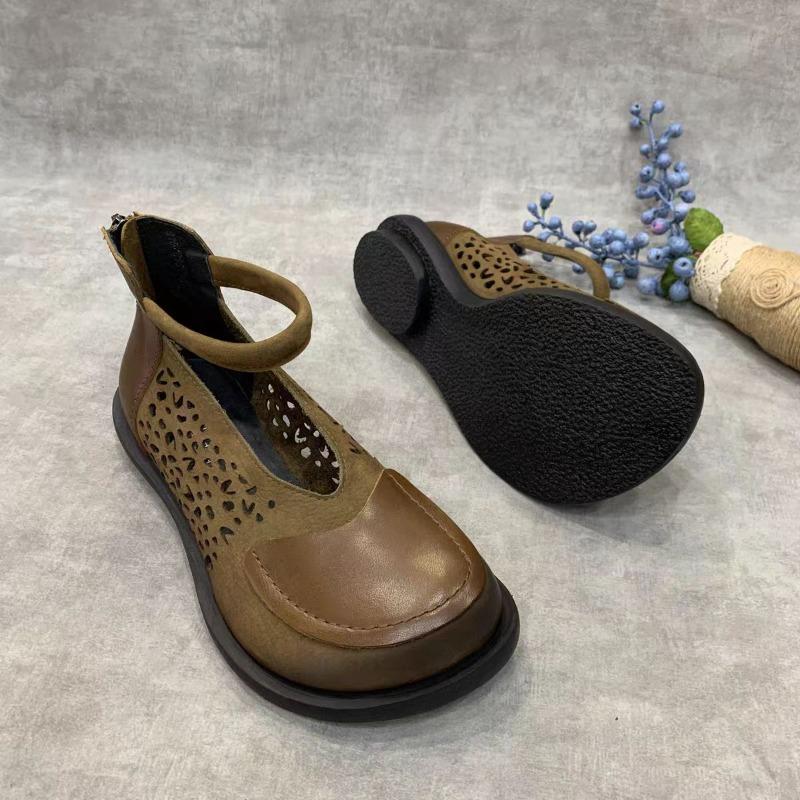 

Модные весенне-летние новые туфли из мягкой кожи с большим круглым носком, вырезом с мелкой горловиной, на низком каблуке, модные комбинированные сандалии-гладиаторы на плоской подошве с задней молнией 40