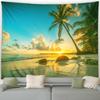Inselstrand Wandteppich Tropische Kokospalmen Ozean Hawaiianische Naturlandschaft Garten Wandbehang Zuhause Wohnzimmer Schlafzimmer Dekoration