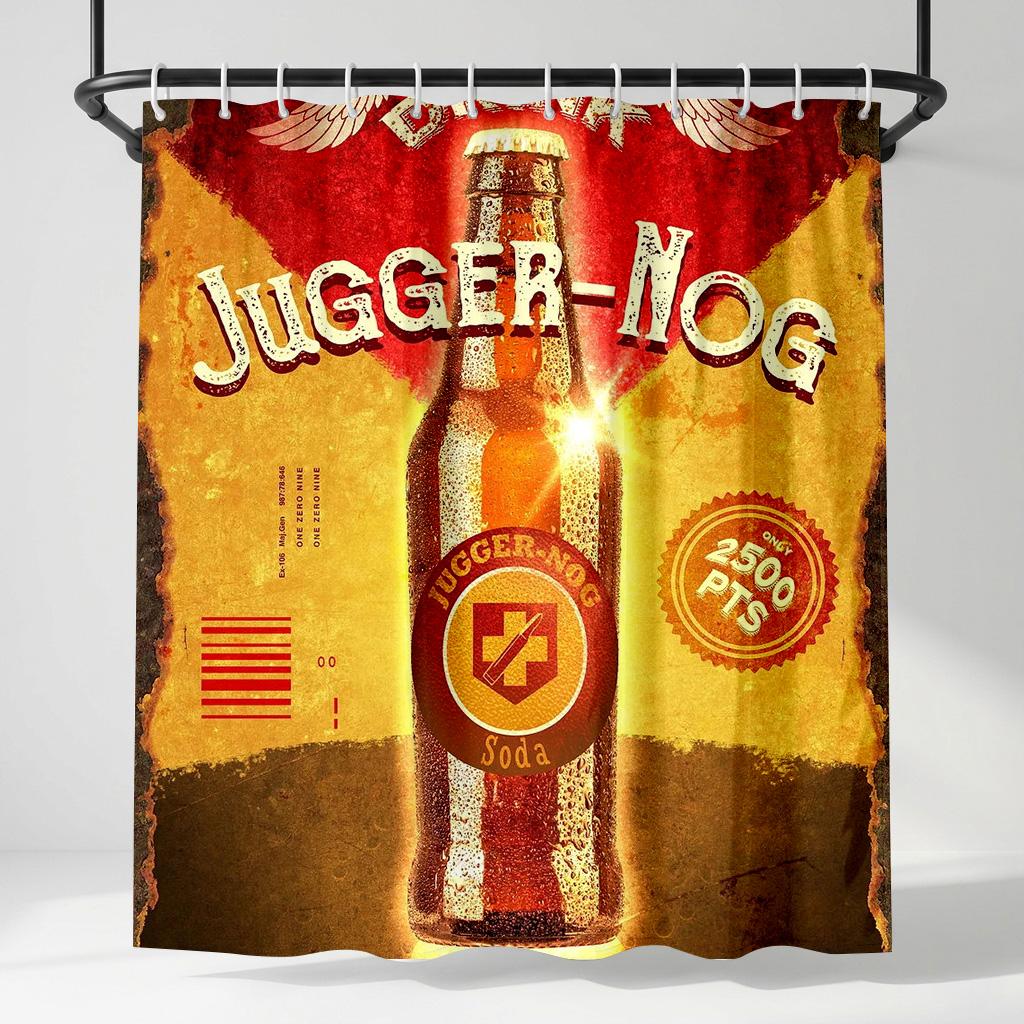 

Retro Jugger-Nog Soda Bottle Shower Curtain, Vintage Perk-A-Cola Gaming Art, Industrial Rusty Style Bathroom Decor Accessory W60H190(CM)-1 Pcs