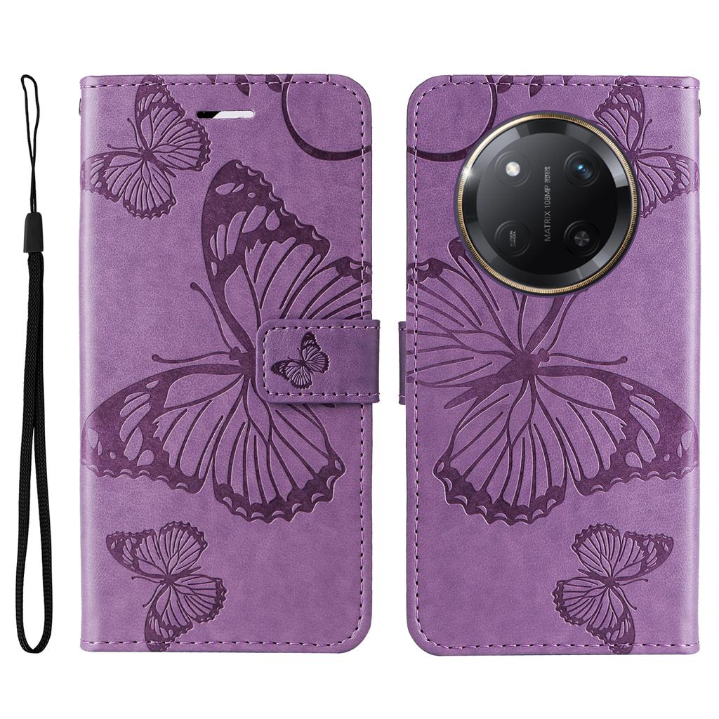 For Honor X60 Pro 5G/Magic7 Lite 5G/X9c 5G Wallet Case Floral Butterfly Imprinted Leather Phone Cover Stand
