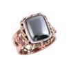 Natural Gunmetal Gemstone Two Tone 925 Sterling Silver Jewelry Ring S.7.5 J9J96