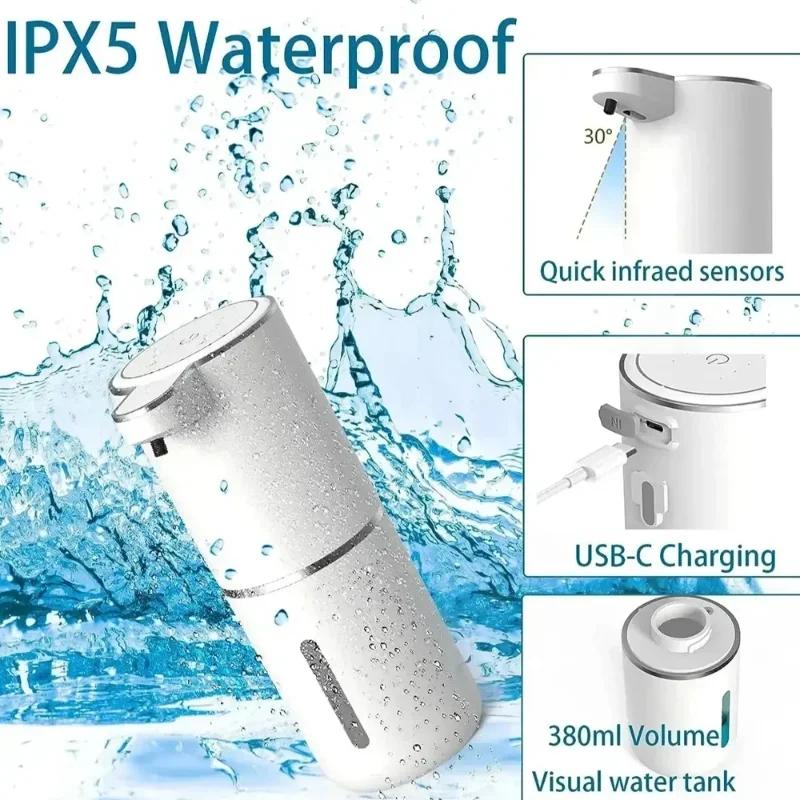 350ml Automatic Soap Dispenser Touchless Foaming Soap Dispenser USB Rechargeable Electric 4 Level Adjustable Foam Soap Dispenser