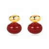 Luxury French Red Pearl Earrings: Elegant, Versatile, and Fashionable Stud Jewelry for Women