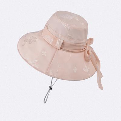 Fisherman Hat for Women In Spring and Summer Fashion Versatile Sunshade and Sunscreen Breathable Show Small Face Sunhat Ribbon Bow Sunhat
