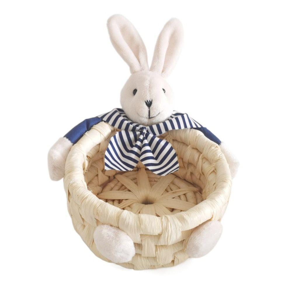 Handwoven Woven Basket Stackable Easter Rabbit Decoration Easter Bunny Storage Basket Sundries