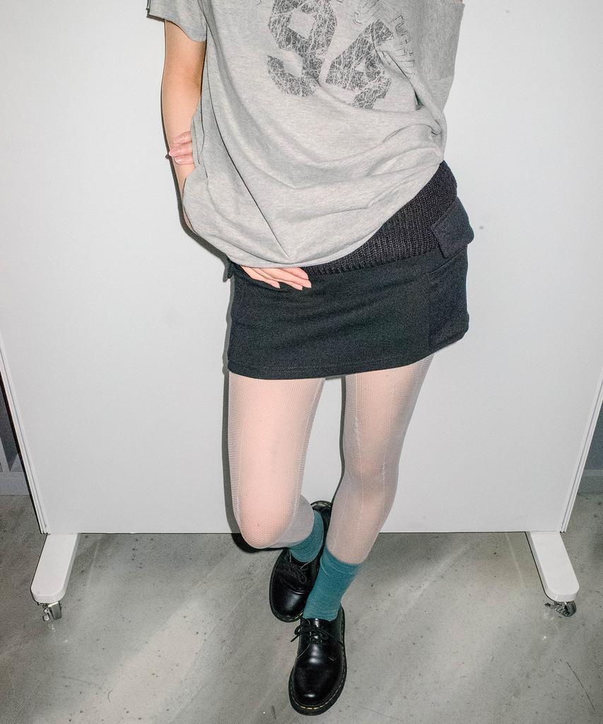 Chix Knit Waist Mini Skirt Black