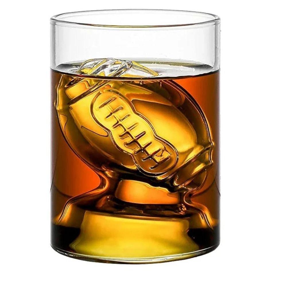 3D Rugby/Golf Ball Shape Beer Shot Glasses Double Wall Whiskey Beer Cup Clear Glass Cup Wine