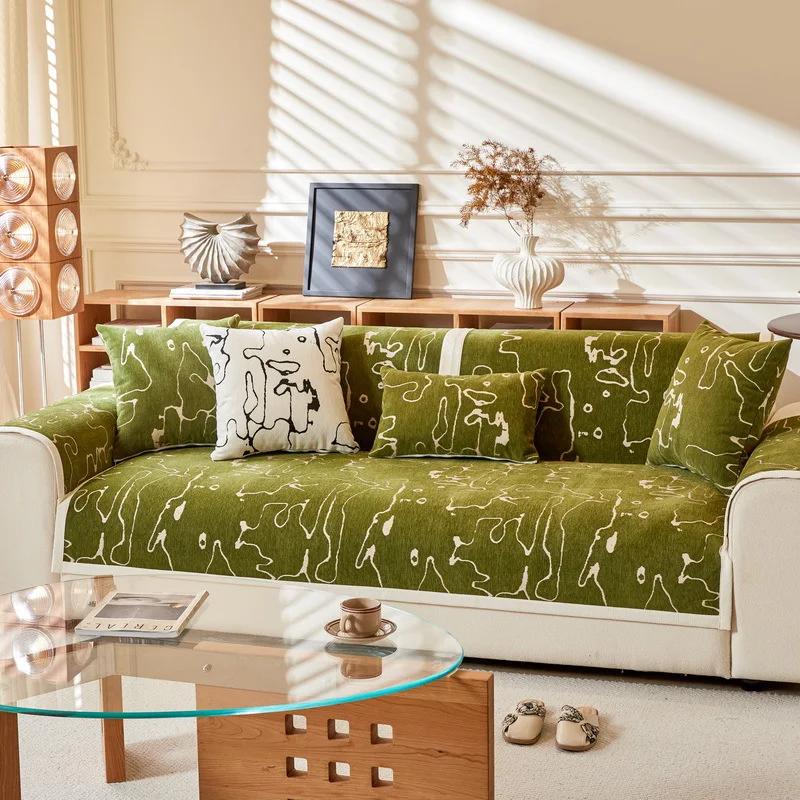 

Роскошный чехол на диван для гостиной, шенилл, цветочный принт, чехол на сиденье дивана, нескользящий, для домашних животных, детей, подушка на диван, универсальный для четырех сезонов 30x50cm pillowcase