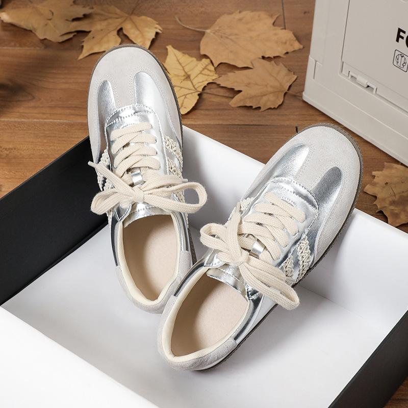 Grape mother same style German training shoes 2024 spring and summer retro round head color matching casual versatile board shoes lace-up Forrest Gump