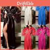 Elegantiška moteriška naktinė suknelė Šilkinio satino nėriniai Lingerie Kimono Miego drabužiai Ilgas chalatas