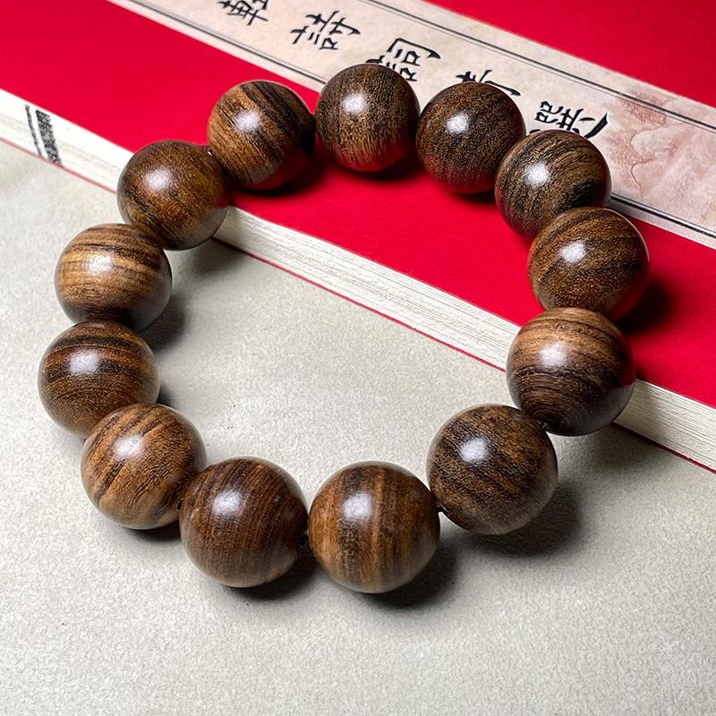 Fine Argentinian Green Sandalwood Single Circle Men's Bracelet Ethnic Style Sandalwood Buddha Pearl Bracelet Cultural Toy Bracelet