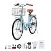 26-Inch Cruiser Bike 7-Speed Light Blue Beach Cruiser Bike with Basket